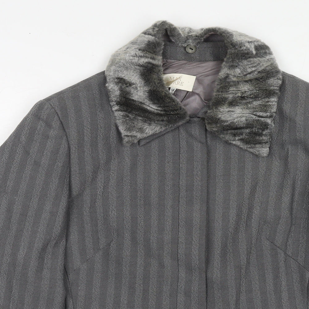 Max Pierre Womens Grey Striped Wool Jacket Suit Jacket Size 14