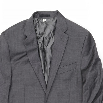 Close-up detail of Autograph men’s grey wool jacket suit jacket, size 40, regular