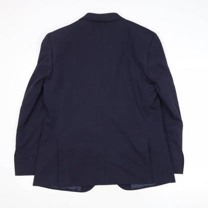 Back view of Autograph men’s blue polyester jacket suit jacket, size 42, regular