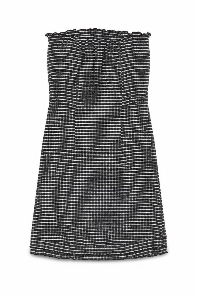 Topshop Womens Black Striped Polyester Mini Size 10 Square Neck Zip