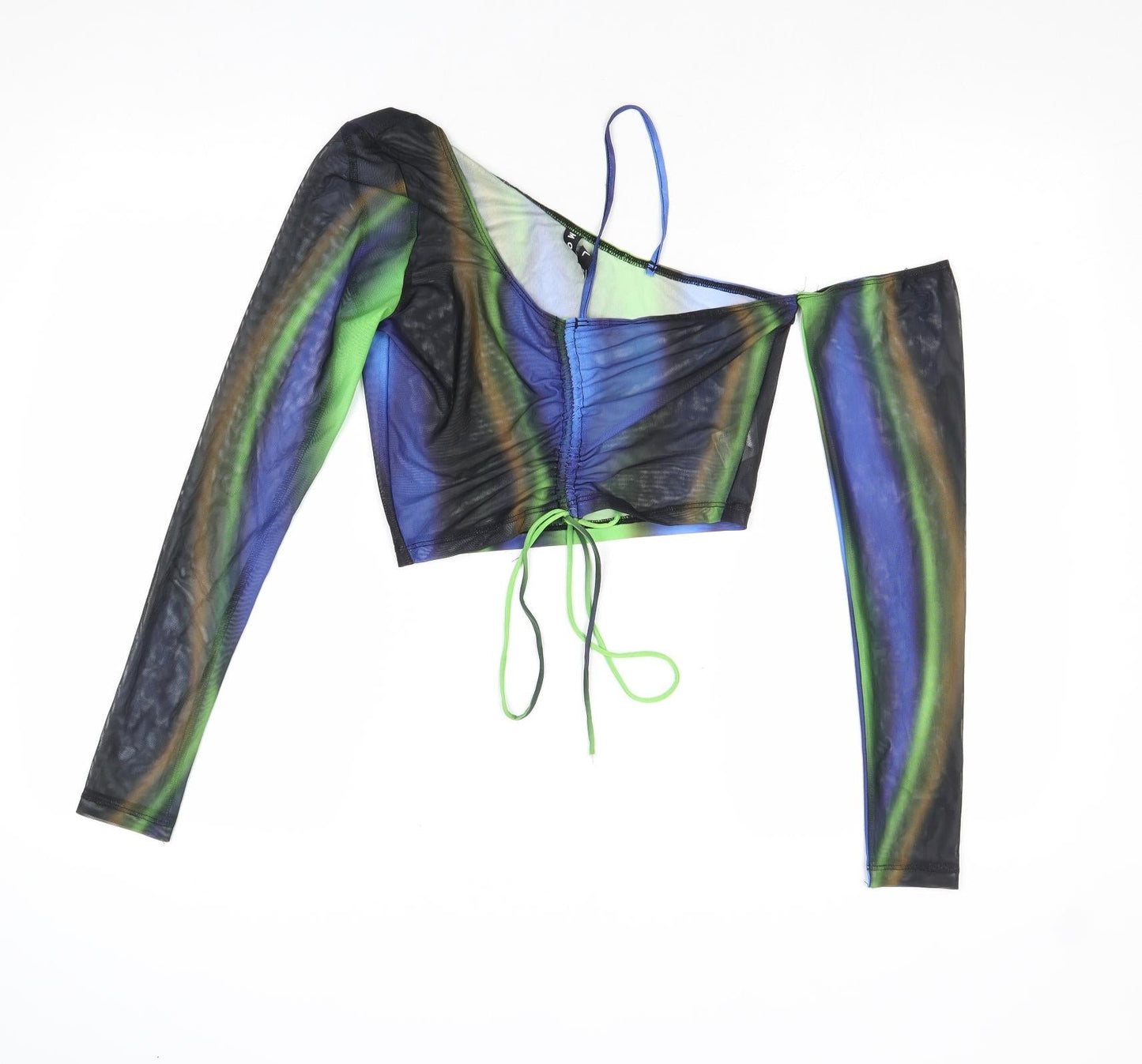 Motel Womens Multicoloured Geometric Polyester Cropped Blouse Size S One Shoulder