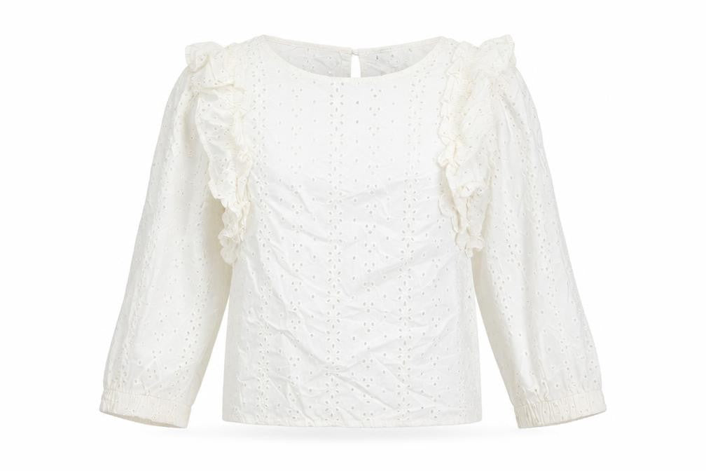 Only Womens Ivory Cotton Basic Blouse Size 8 Round Neck