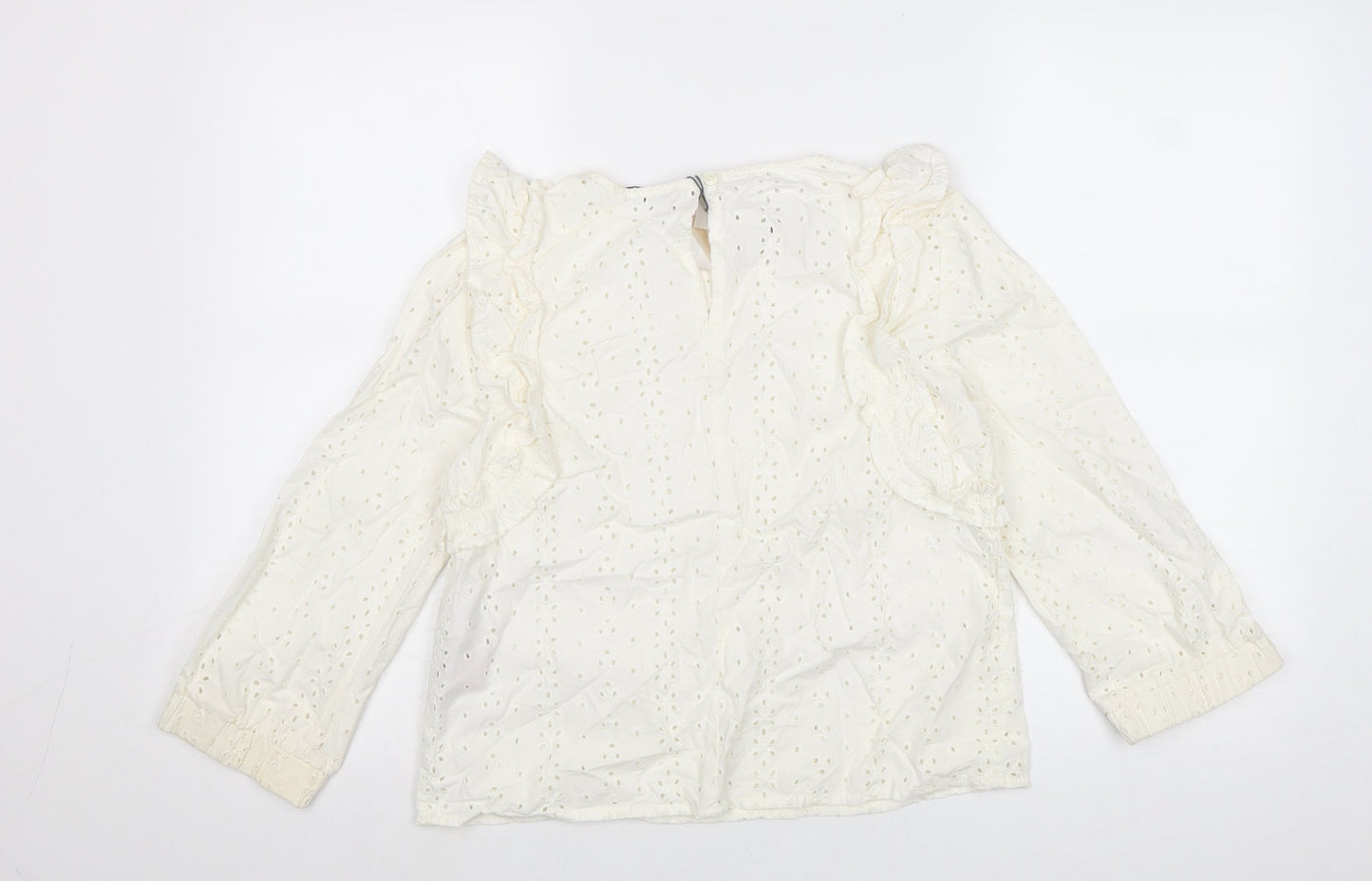 Only Womens Ivory Cotton Basic Blouse Size 8 Round Neck
