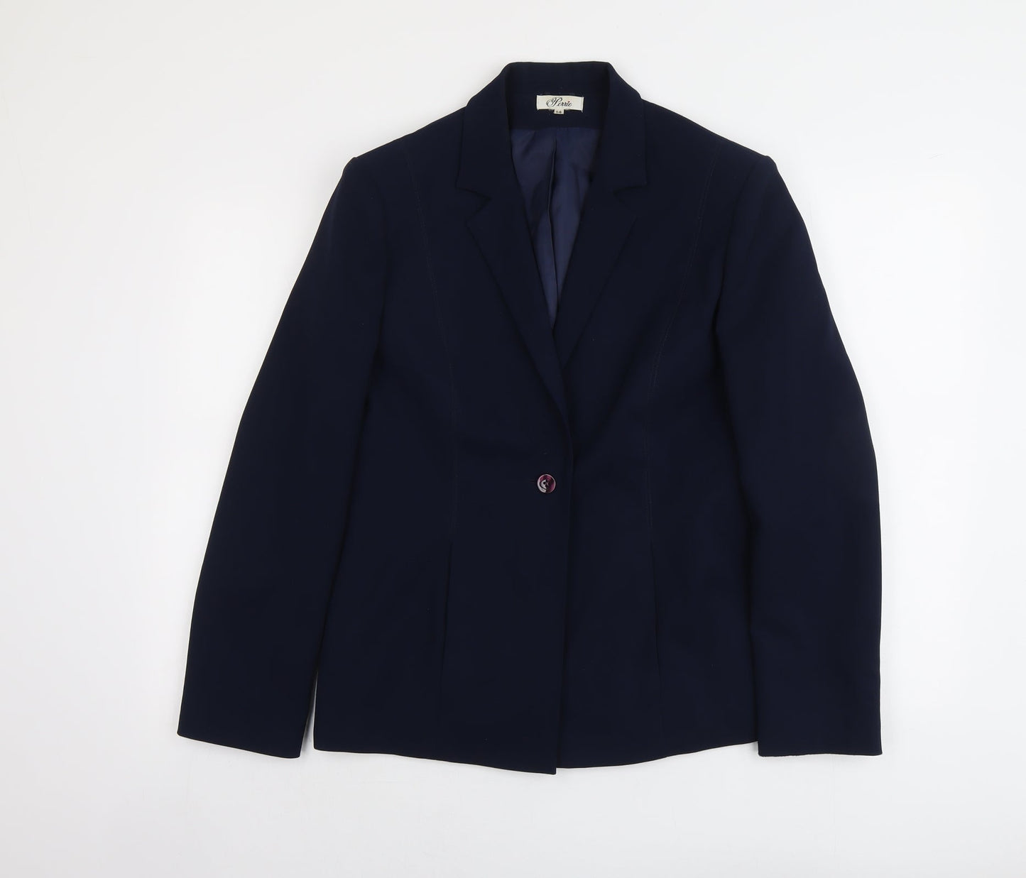 Peuvie Womens Blue Polyester Jacket Suit Jacket Size 14