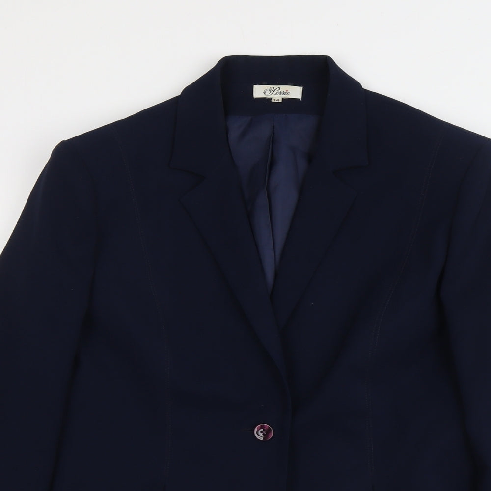 Peuvie Womens Blue Polyester Jacket Suit Jacket Size 14
