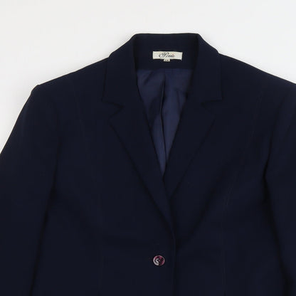 Peuvie Womens Blue Polyester Jacket Suit Jacket Size 14