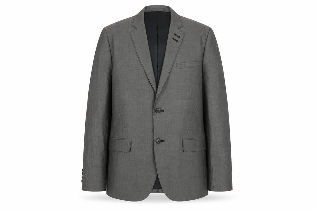 H&M Mens Grey Geometric Cotton Jacket Suit Jacket Size L Regular