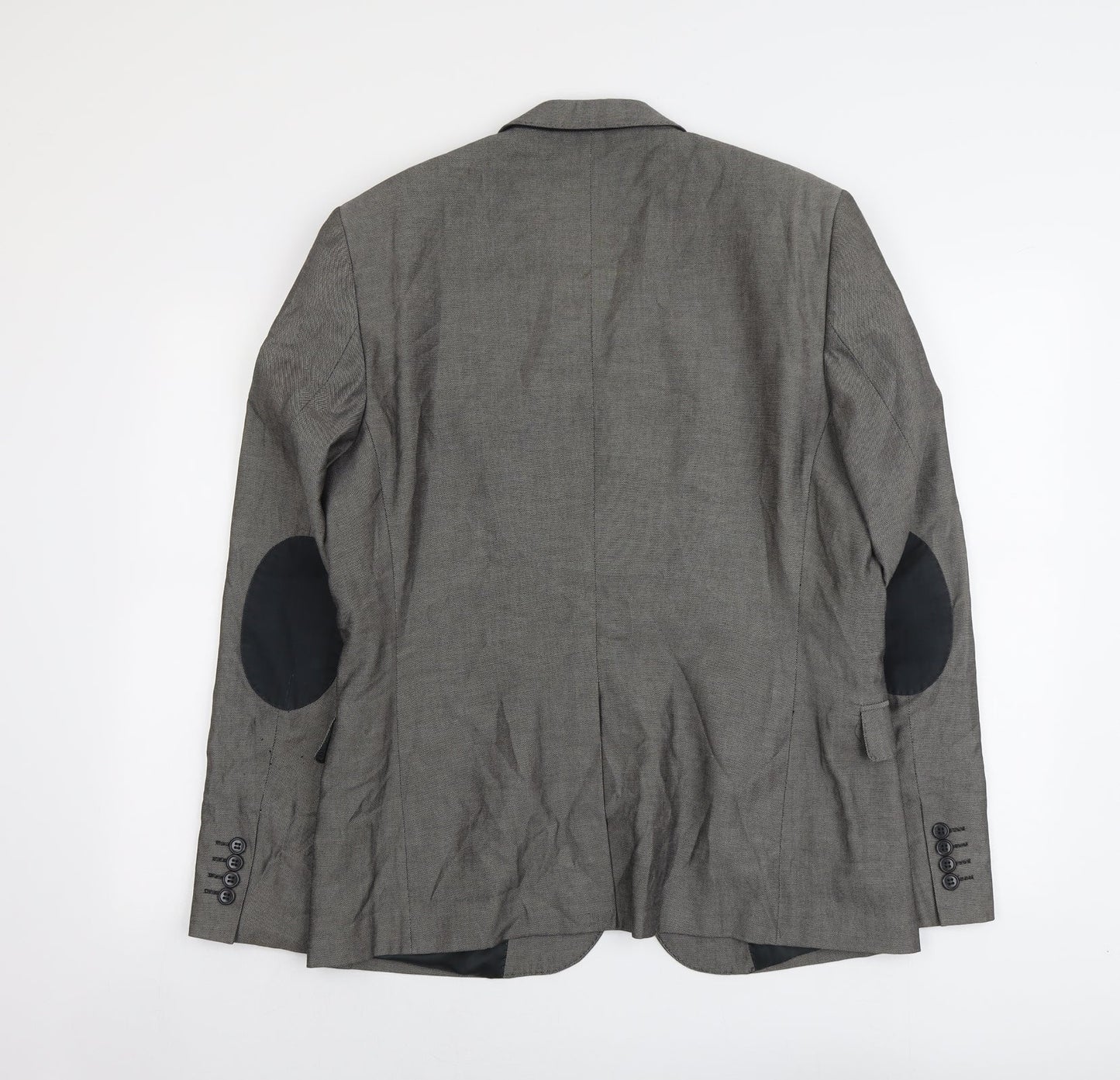 H&M Mens Grey Geometric Cotton Jacket Suit Jacket Size L Regular