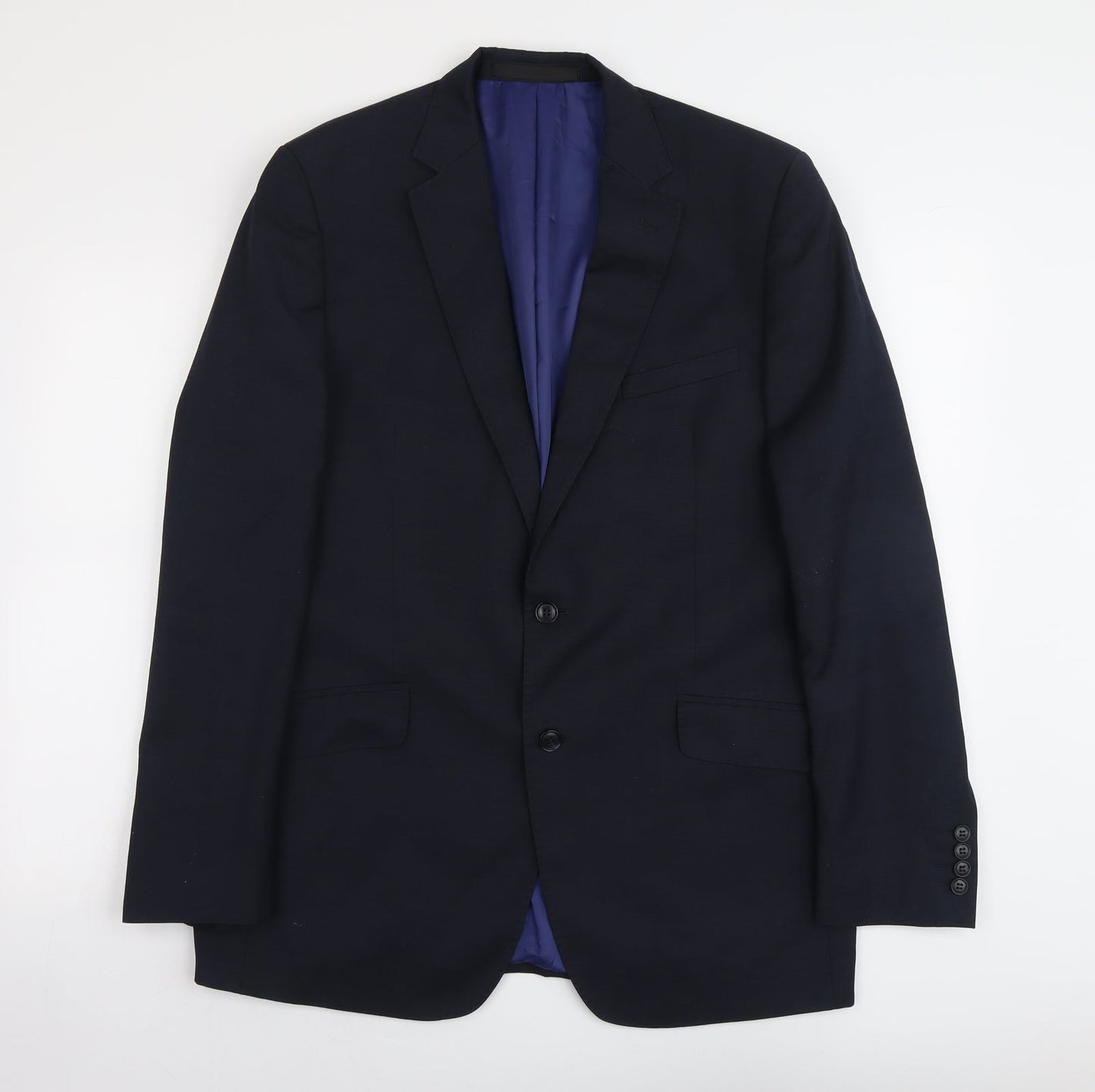 Marks and Spencer Mens Blue Wool Jacket Suit Jacket Size L Regular