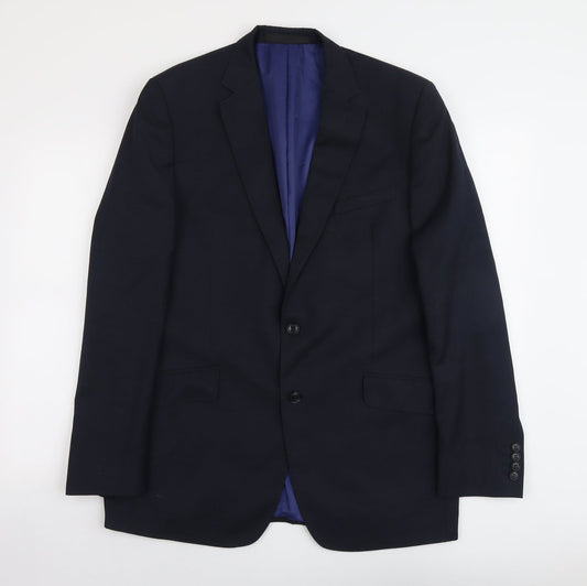 Marks and Spencer Mens Blue Wool Jacket Suit Jacket Size L Regular