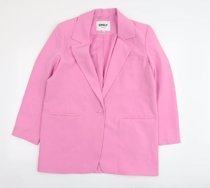 Additional front view of Only women’s pink polyester jacket suit jacket, size UK 12