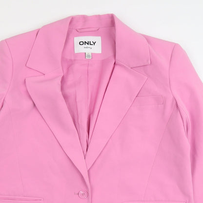 Close-up detail of Only women’s pink polyester jacket suit jacket, size UK 12