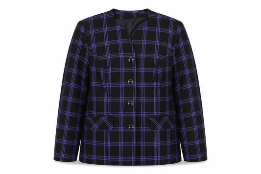 Hamells Womens Blue Plaid Polyester Jacket Blazer Size 16