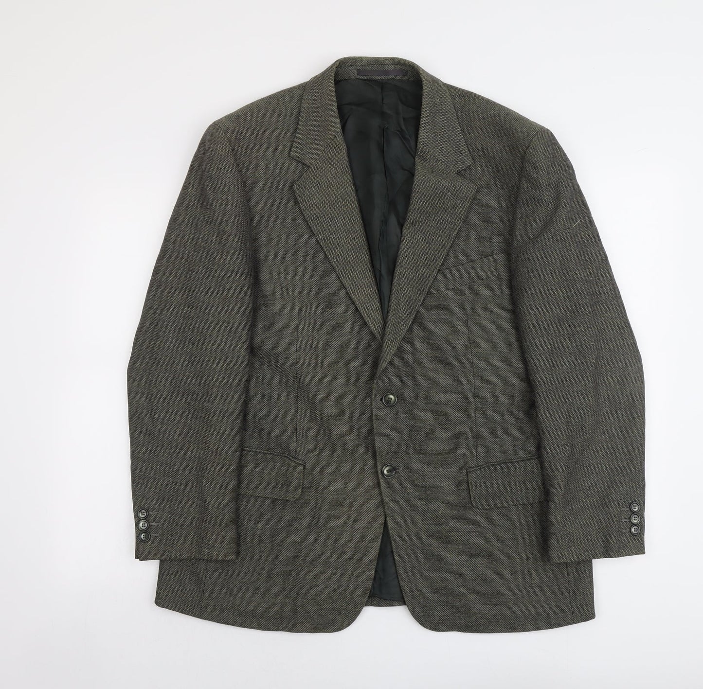 Brook Taverner Mens Green Geometric Wool Jacket Suit Jacket Size L Regular