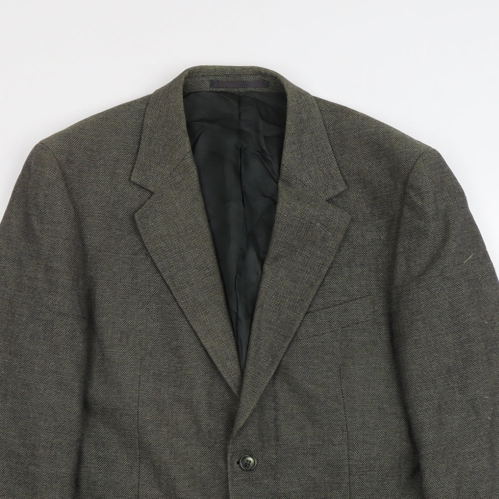 Brook Taverner Mens Green Geometric Wool Jacket Suit Jacket Size L Regular