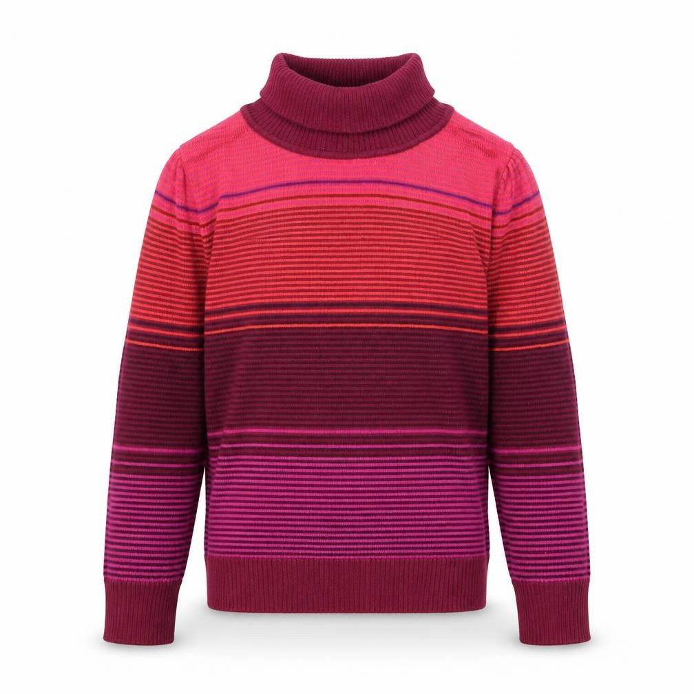 Marks & Spencer Girls Multicoloured Roll Neck Striped Cotton Pullover Jumper Size 4-5 Years Pullover