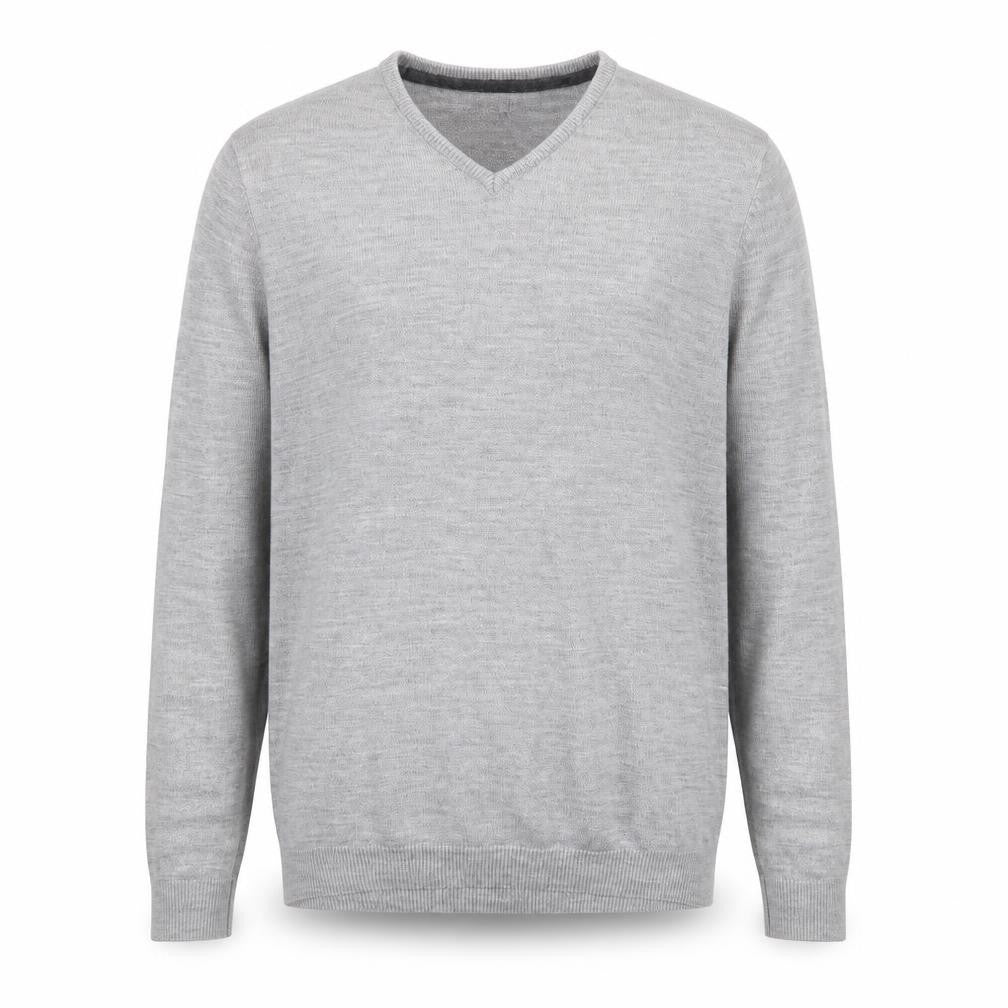 New Look Mens Grey V-Neck Acrylic Pullover Jumper Size M Long Sleeve