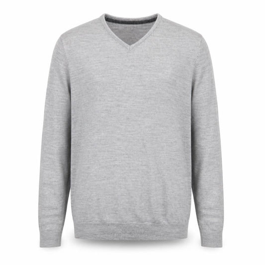 New Look Mens Grey V-Neck Acrylic Pullover Jumper Size M Long Sleeve