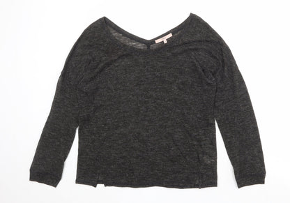 Next Womens Black V-Neck Acrylic Pullover Jumper Size 12