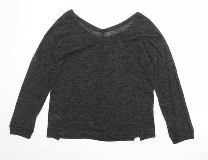 Next Womens Black V-Neck Acrylic Pullover Jumper Size 12