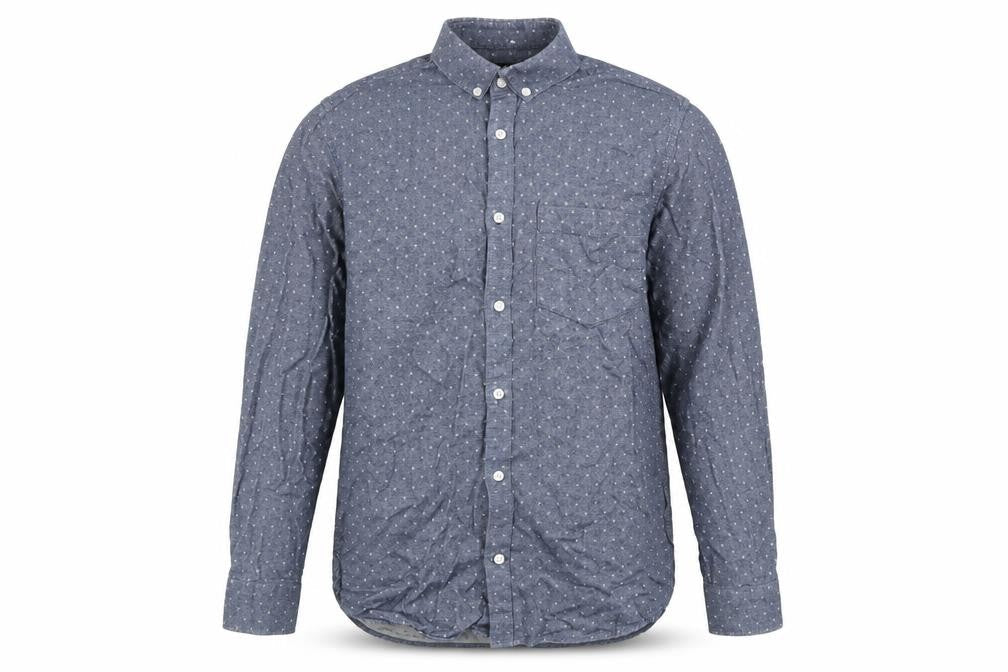 H&M Mens Blue Polka Dot Cotton Button-Up Size S Collared Button