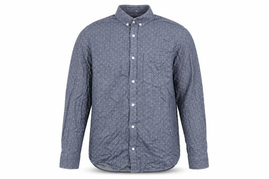 H&M Mens Blue Polka Dot Cotton Button-Up Size S Collared Button