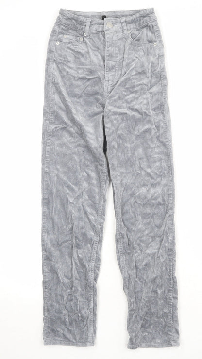 Divided by H&M Womens Grey Cotton Trousers Size S Regular Zip