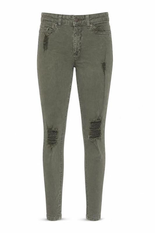 New Look Womens Green Cotton Skinny Jeans Size 8 Regular Zip