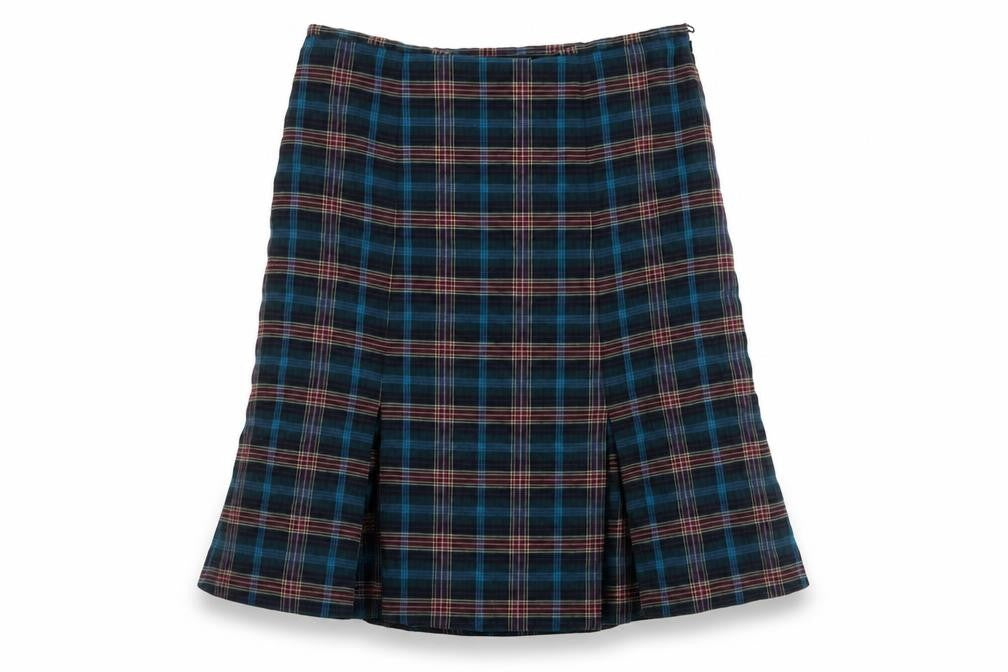 EAST Womens Multicoloured Plaid Polyester Swing Skirt Size 34 in Zip