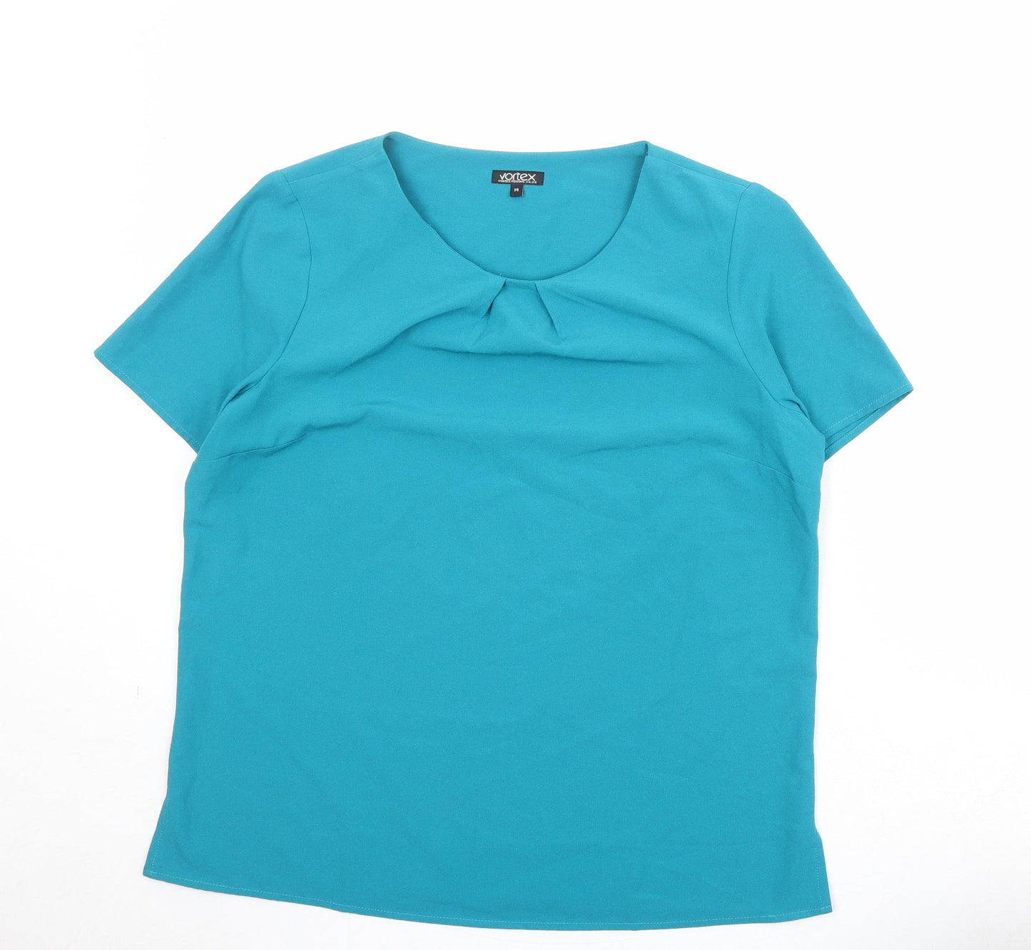 Vortex Womens Blue Polyester Basic T-Shirt Size 14 Round Neck