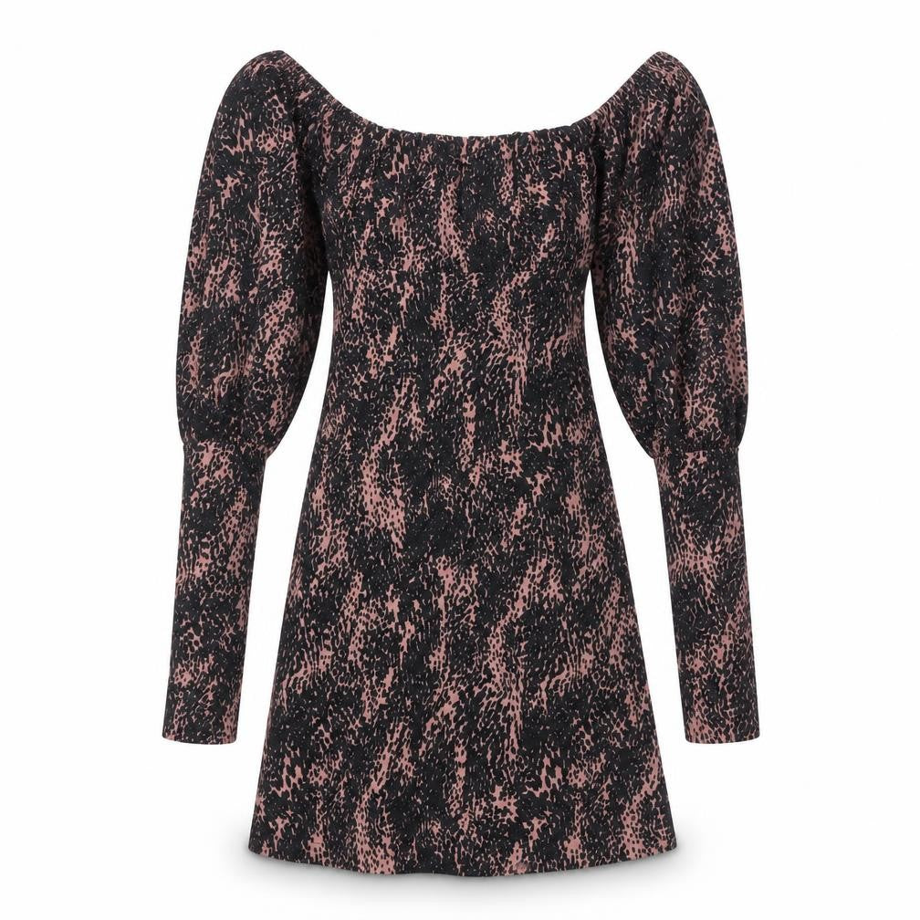 Topshop Womens Black Geometric Polyester A-Line Size 6 Square Neck Pullover
