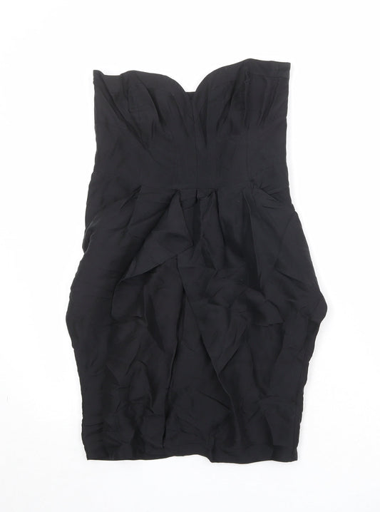 Warehouse Womens Black Silk Maxi Size 10 Sweetheart Zip