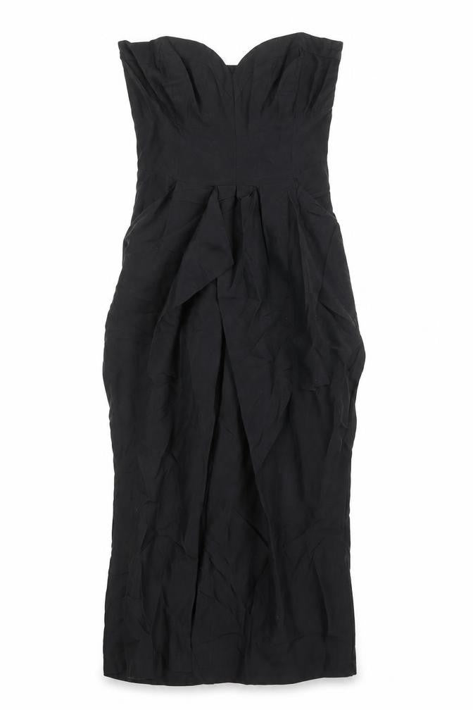 Warehouse Womens Black Silk Maxi Size 10 Sweetheart Zip