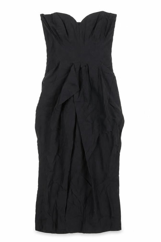Warehouse Womens Black Silk Maxi Size 10 Sweetheart Zip