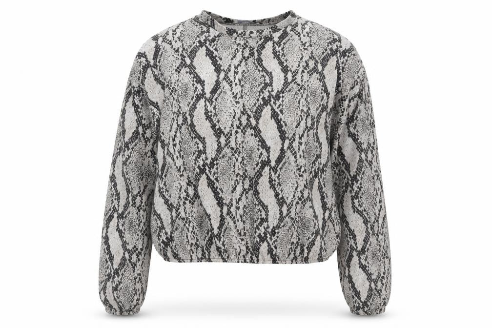 Zara Womens Beige Animal Print Polyester Pullover Sweatshirt Size M Pullover - Snakeskin Pattern
