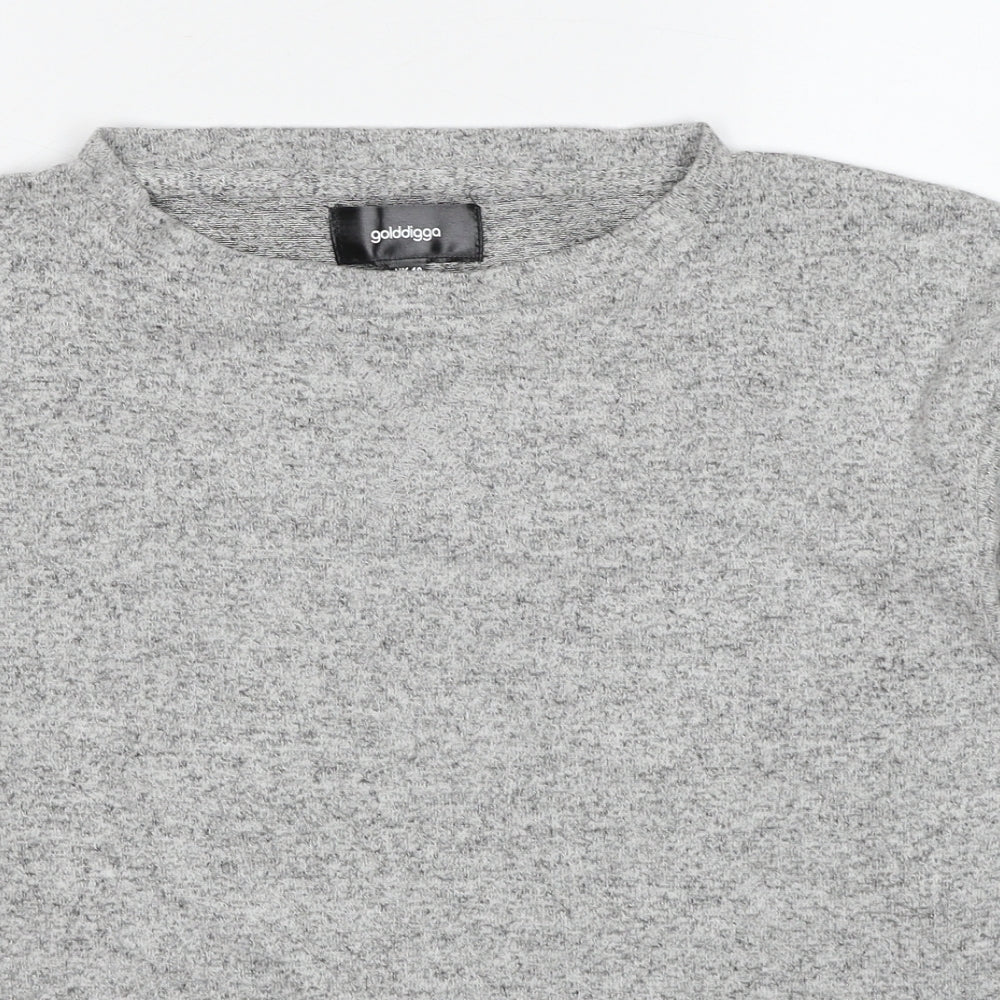 Golddigga Womens Grey Round Neck Viscose Pullover Jumper Size 10