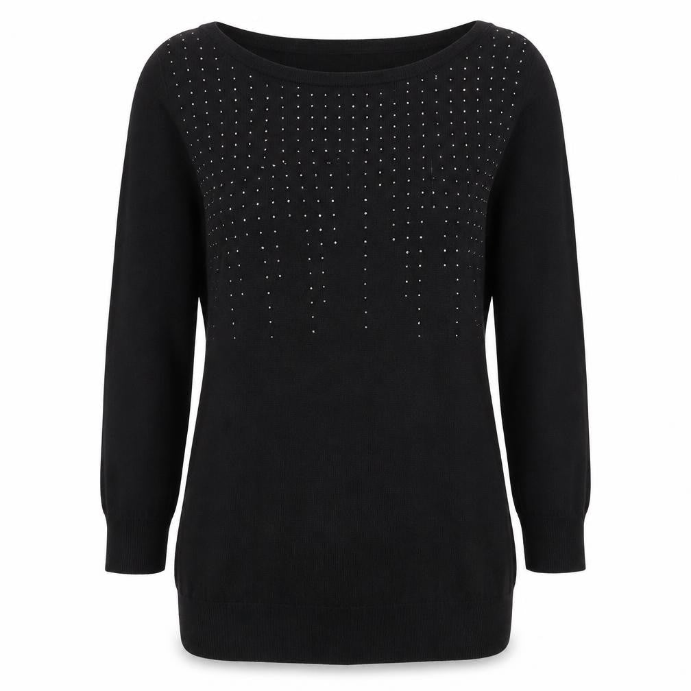 NEXT Womens Black Boat Neck Cotton Pullover Jumper Size 8