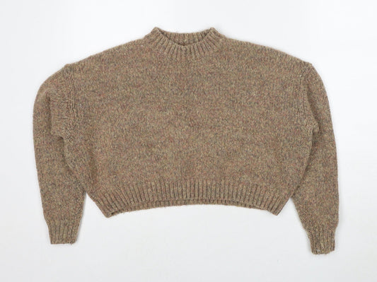 Motel Womens Brown Round Neck Polyester Pullover Jumper Size XS