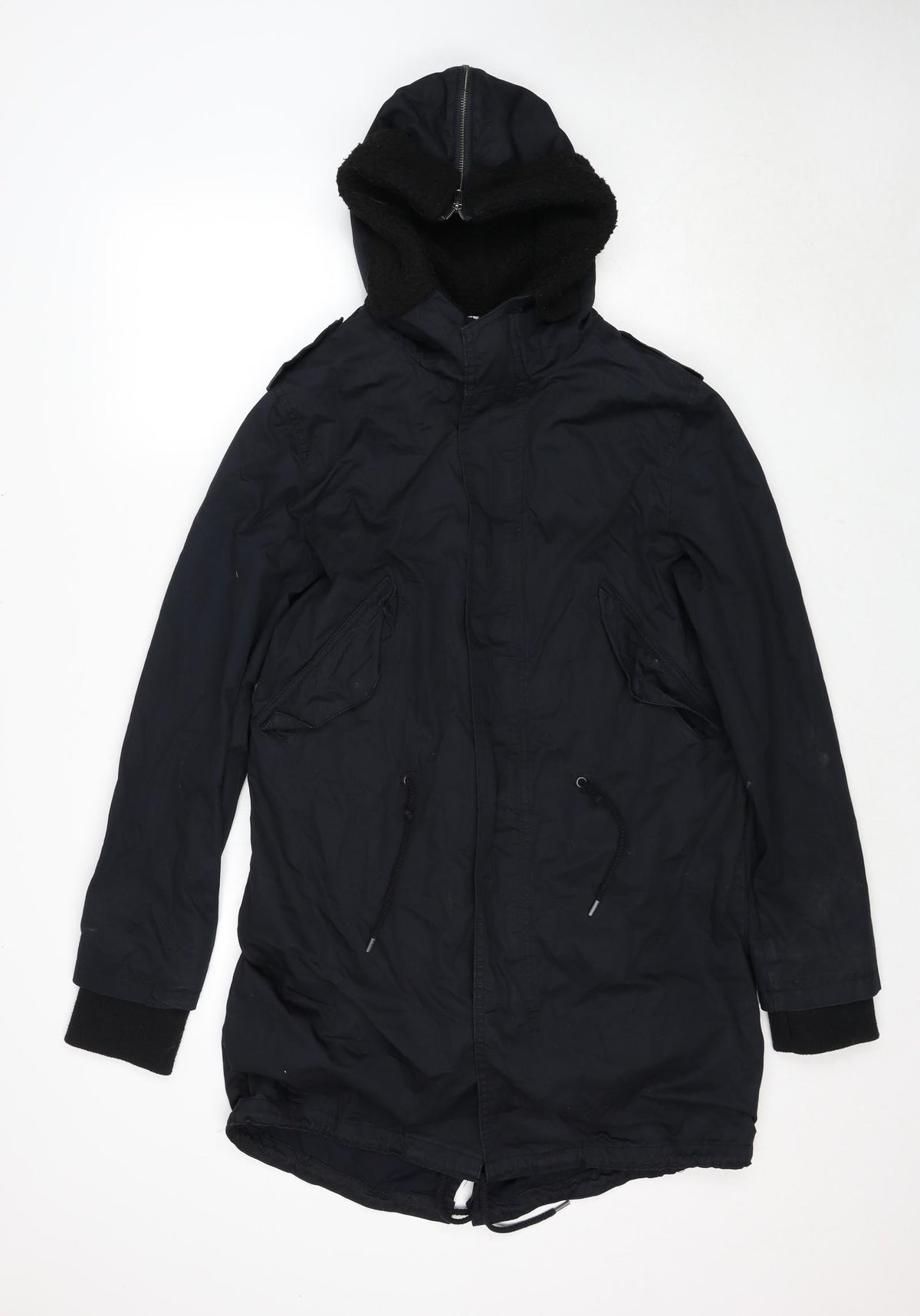 Divided by H&M Womens Blue Parka Coat Size S Zip