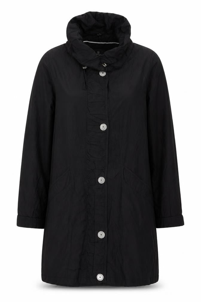 Barbara Lebek Womens Black Overcoat Coat Size 10 Zip
