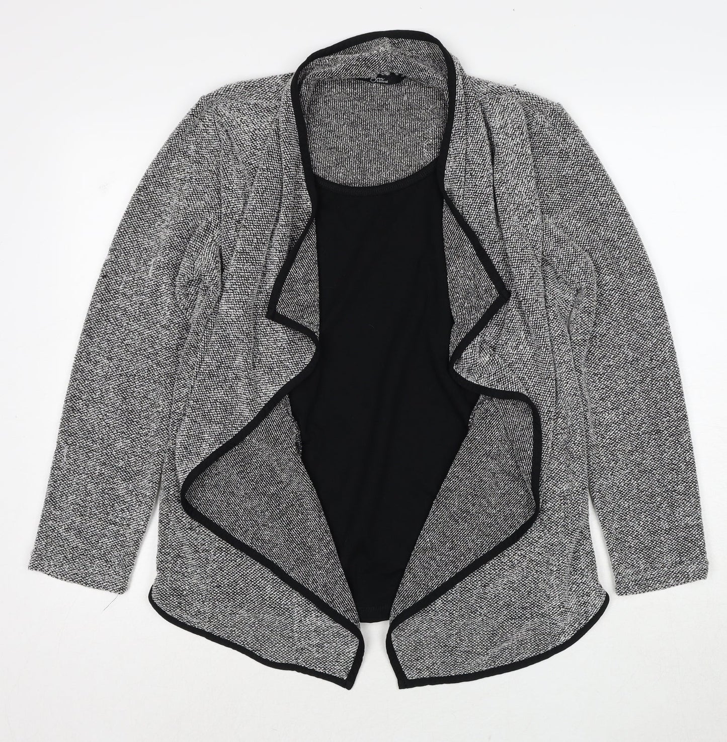 Bonmarché Womens Grey Round Neck Polyester Cardigan Jumper Size 14