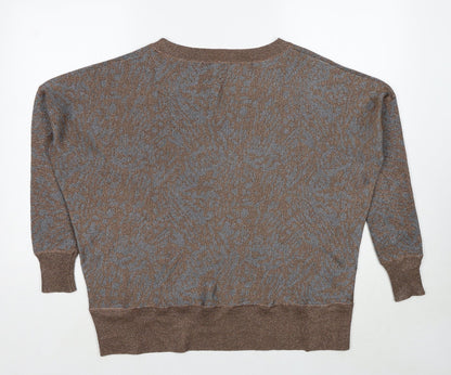 Back view of French Connection women’s brown round neck polyester jumper, size XS