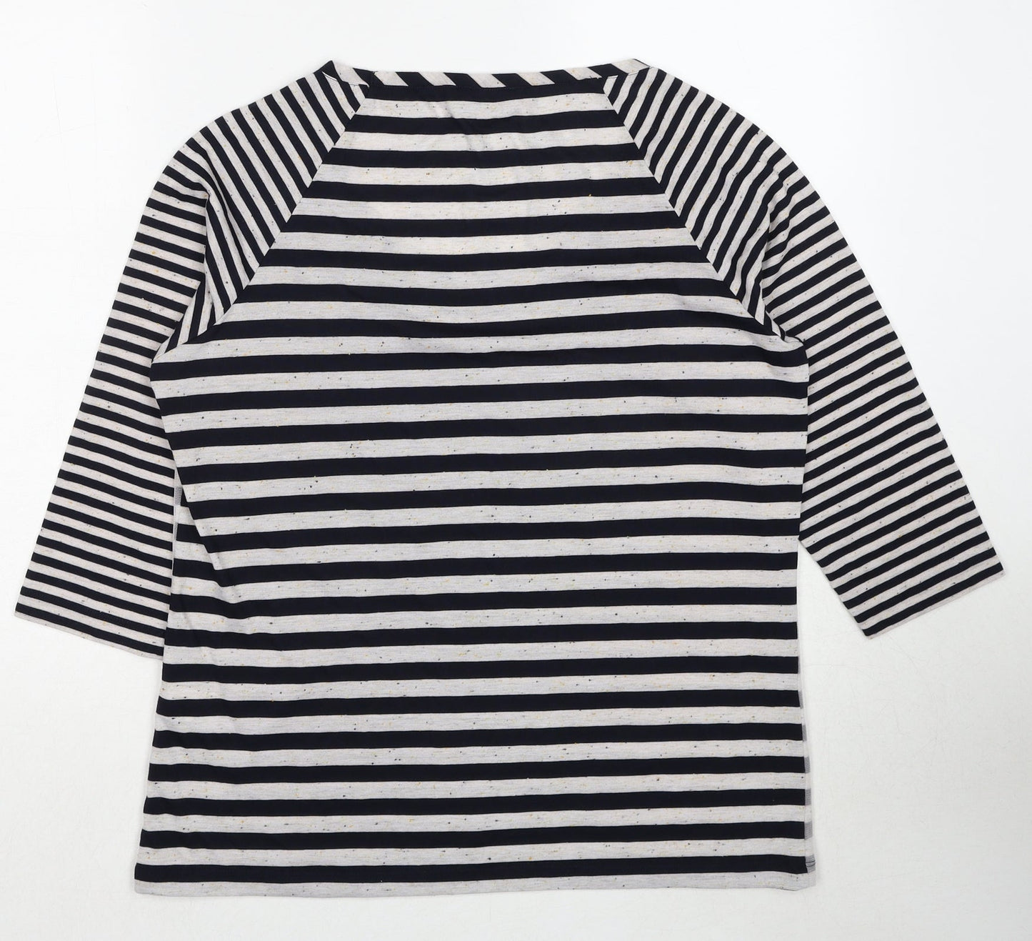 Per Una Womens Multicoloured Striped Viscose Basic Blouse Size 16 Round Neck - Flower Print