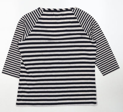 Per Una Womens Multicoloured Striped Viscose Basic Blouse Size 16 Round Neck - Flower Print