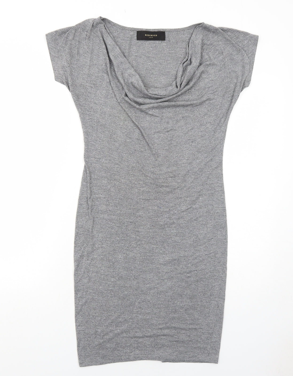 RESERVED Womens Grey Cotton T-Shirt Dress Size S Cowl Neck Pullover