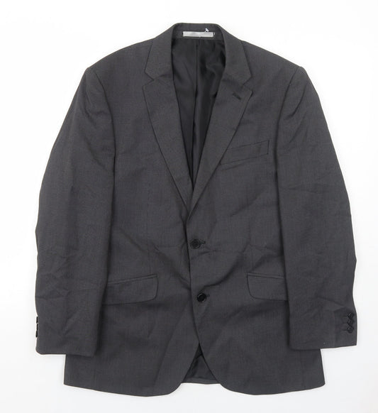 Burton Mens Grey Geometric Polyester Jacket Suit Jacket Size 38 Regular