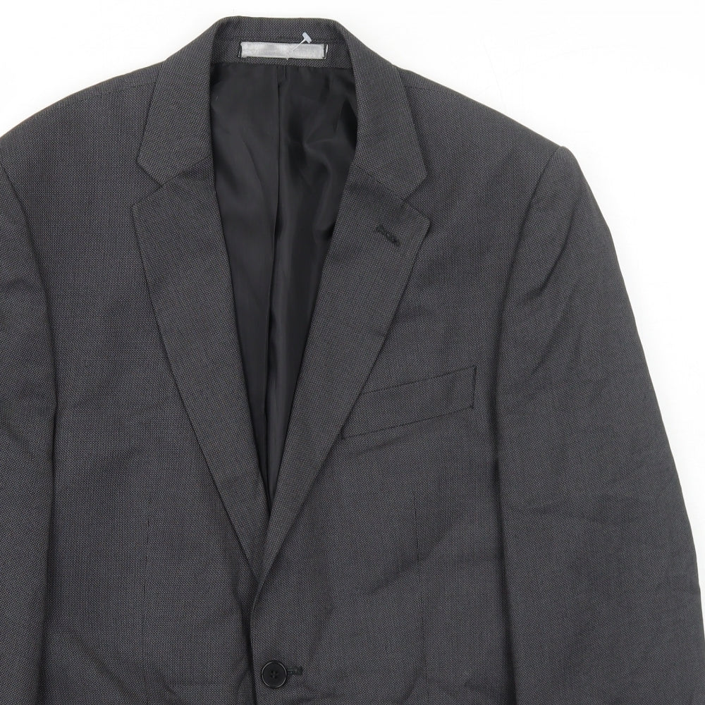 Burton Mens Grey Geometric Polyester Jacket Suit Jacket Size 38 Regular