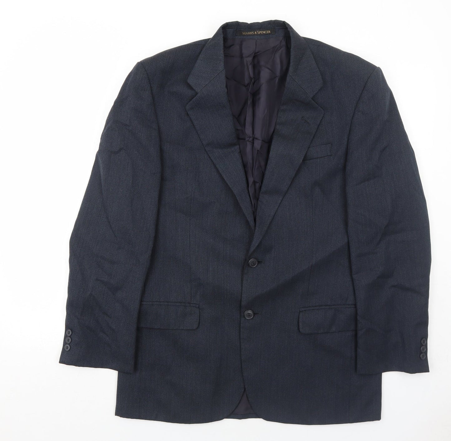 Marks and Spencer Mens Blue Wool Jacket Suit Jacket Size 38 Regular