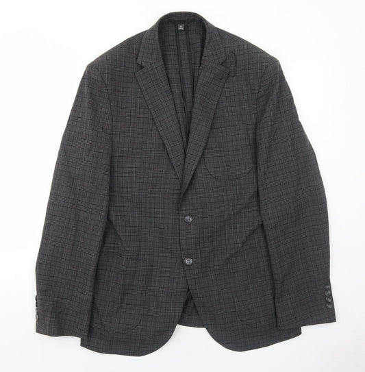 Marks and Spencer Mens Grey Geometric Polyester Jacket Suit Jacket Size 40 Regular