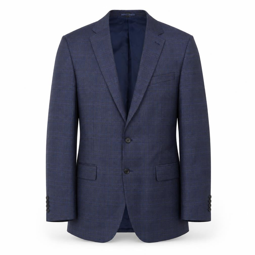 Marks & Spencer Mens Blue Geometric Polyester Jacket Suit Jacket Size 44 Regular